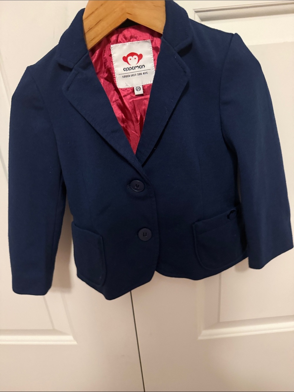 Appaman Navy Girls' Blazer with Pink Lining